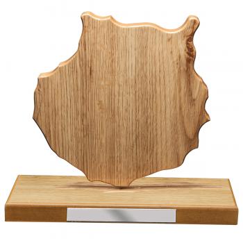 Mapa madera Gran Canaria roble natural con base (Frontal)
