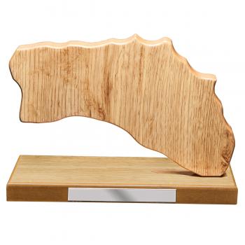 Mapa madera Menorca roble natural con base (Frontal)