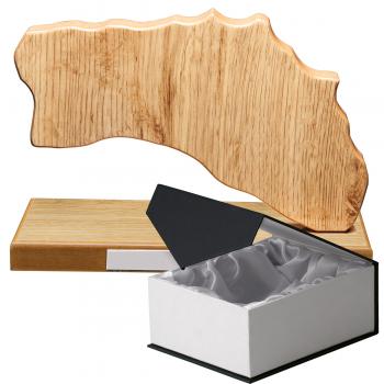 Mapa madera Menorca roble natural con base (Frontal)