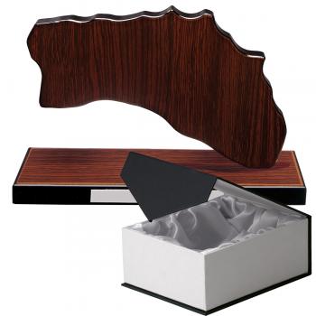 Mapa madera Menorca wengue con base (Frontal)