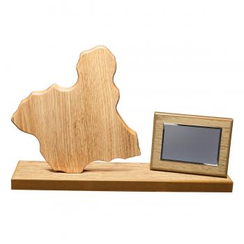 Mapa madera Murcia roble natural con base alargada y placa (Frontal)