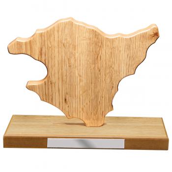 Mapa madera País Vasco roble natural con base (Frontal)