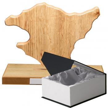 Mapa madera País Vasco roble natural con base (Frontal)