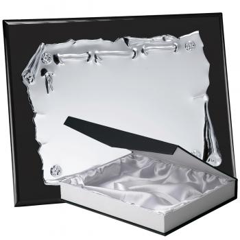 Kit placa de madera color negro mate, aluminio y estuche lujo, serie P010B-50100 (Frontal)