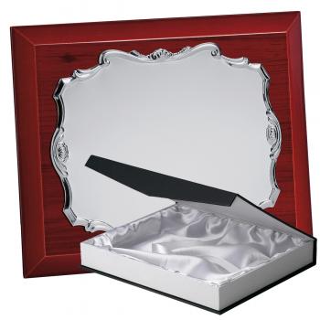 Kit placa de madera color etimoe caoba, aluminio y estuche lujo, serie P030B-50770 (Frontal)