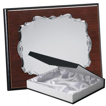Kit placa de madera color wengue, aluminio y estuche lujo, serie P030B-50900 (Frontal)