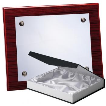 Kit placa de madera zebrano caoba, aluminio y estuche lujo, serie P040B-50350 (Frontal)