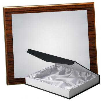 Kit placa de madera color zebrano nogal, aluminio y estuche lujo, serie P070B-50570 (Frontal)