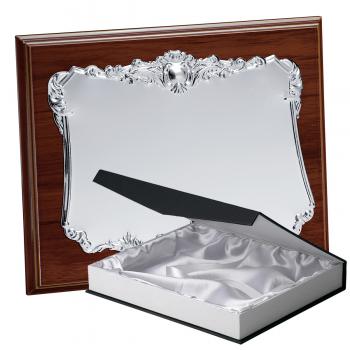 Kit placa de madera etimoe nogal, aluminio y estuche lujo, serie P100B-50470 (Frontal)