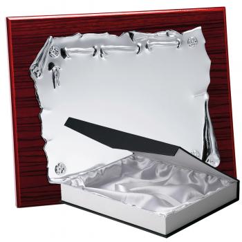 Kit placa de madera zebrano caoba, aluminio y estuche lujo, serie P110B-50360 (Frontal)