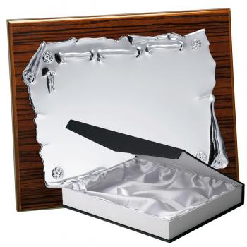 Kit placa de madera color zebrano nogal, aluminio y estuche lujo, serie P110B-50570 (Frontal)