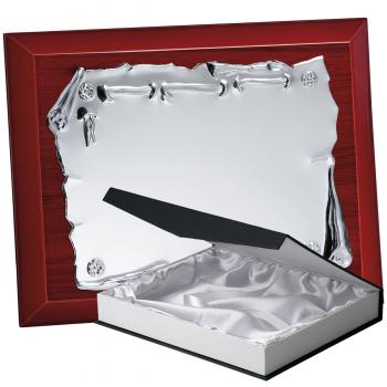 Kit placa de madera color etimoe caoba, aluminio y estuche lujo, serie P110B-50770 (Frontal)