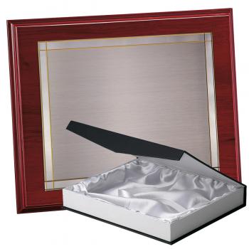 Kit placa de madera etimoe caoba, aluminio y estuche lujo, serie P146B-50210 (Frontal)