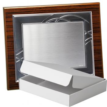 Kit placa de madera color zebrano nogal, aluminio y estuche sencillo, serie P180A-50580 (Frontal)