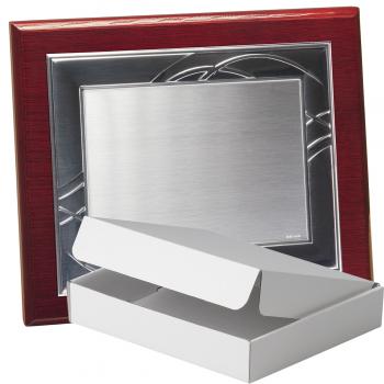 Kit placa de madera color roble caoba, aluminio y estuche sencillo, serie P180A-50820 (Frontal)