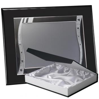 Kit placa de madera color negro mate, aluminio y estuche lujo, serie P230B-50100 (Frontal)