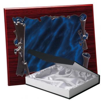Kit placa de madera zebrano caoba, aluminio y estuche lujo, serie P280B-50350 (Frontal)