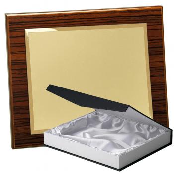 Kit placa de madera color zebrano nogal, aluminio y estuche lujo, serie P320B-50570 (Frontal)