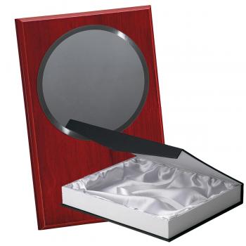 Kit placa de madera color etimoe caoba, aluminio y estuche lujo, serie P350B-50280 (Frontal)