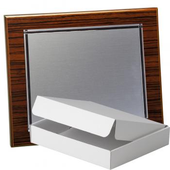 Kit placa de madera color zebrano nogal, aluminio y estuche sencillo, serie P400A-50570 (Frontal)