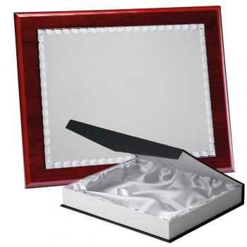 Kit placa de madera color etimoe caoba, aluminio y estuche lujo, serie P440B-50310 (Frontal)