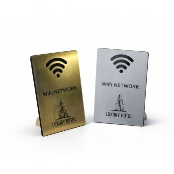 Cartel madera señalización efecto metálico