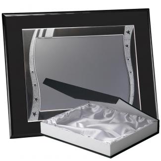 Kit placa de madera color negro mate, aluminio y estuche lujo, serie P230B-50100 (Frontal)
