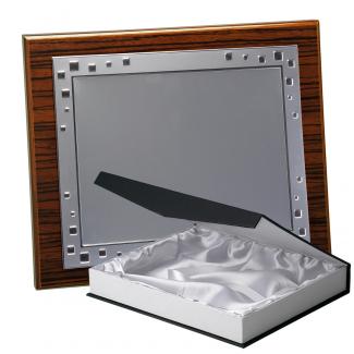 Kit placa de madera color zebrano nogal, aluminio y estuche lujo, serie P240B-50570 (Frontal)