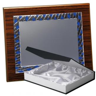Kit placa de madera color zebrano nogal, aluminio y estuche lujo, serie P330B-50570 (Frontal)