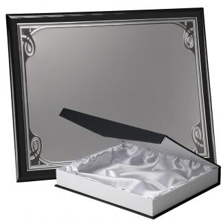 Kit placa de madera color negro mate, aluminio y estuche lujo, serie P340B-50100 (Frontal)