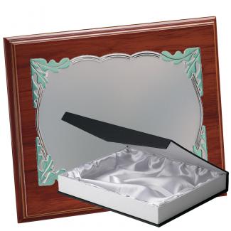 Kit placa de madera etimoe nogal, aluminio y estuche lujo, serie P390B-50470 (Frontal)